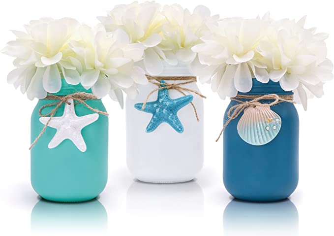 Beach Themed Mason Jar Vases