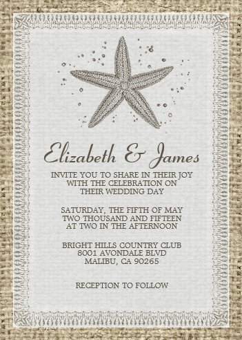Simple Starfish Wedding Invitations