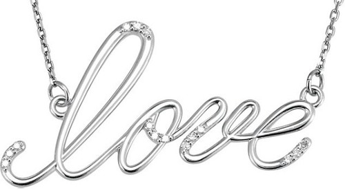 love diamond pendant, Sterling Silver 0.075tcw Diamond LOVE Pendant