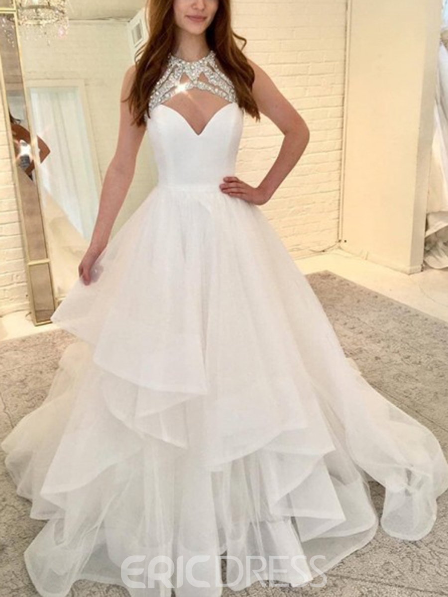 Tiered Beading Ball Gown Wedding Dress