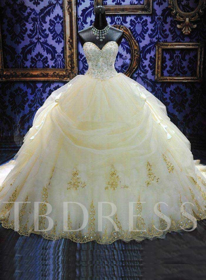 Appliques Beading Pick-ups Ball Gown Wedding Dress