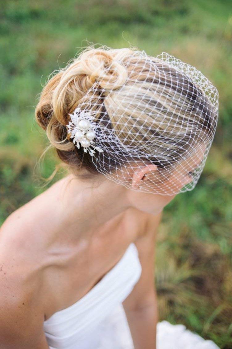 Bridal Birdcage Veil with Pearls