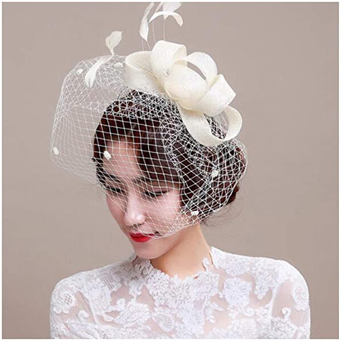 Bridal Feather Fascinator Birdcage Veil Ascot Race Hat