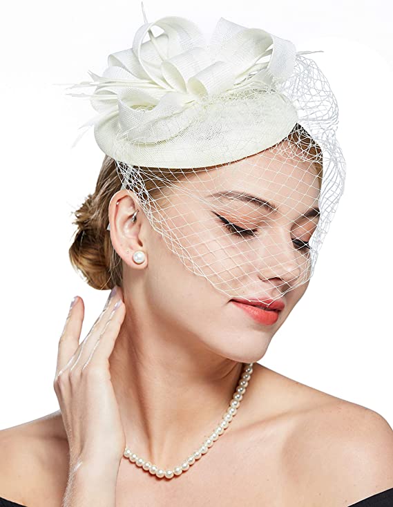White Pillbox Fascinators Headband
