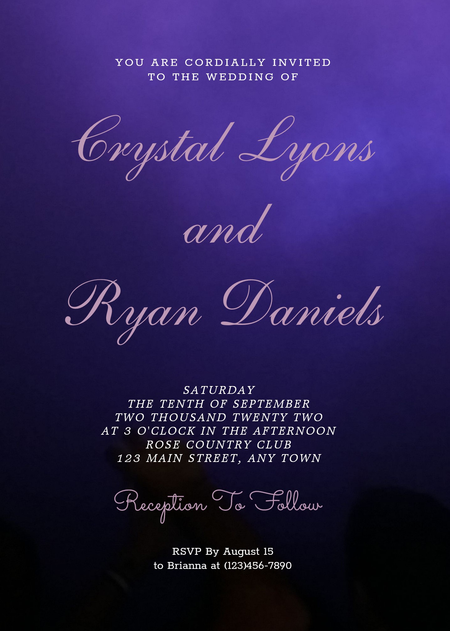 Black and Purple Smoke Wedding Invitation