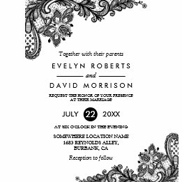 black and white wedding decorations, scroll design wedding decorations, Classy Black White Lace Pattern Formal Wedding Invitation