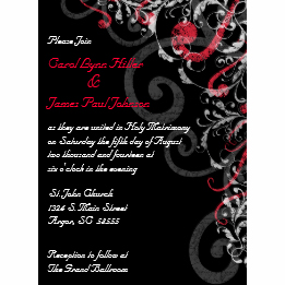black and white wedding invitations, black, white and red wedding invitations