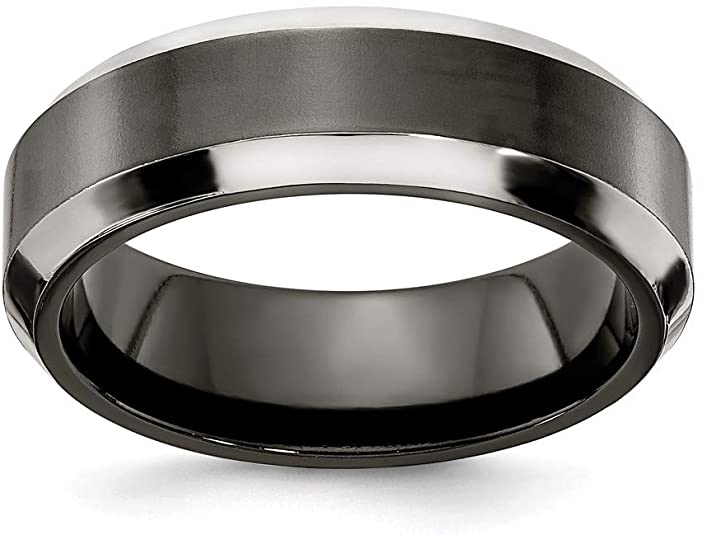 Black Titanium Men's Grey Edges Classic Wedding Band, black titanium wedding rings, black titanium wedding bands, black and silver wedding rings, black and silver wedding bands
