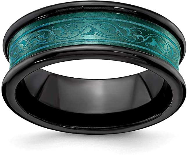 Black and Teal Titanium Wedding Ring, black titanium wedding rings, black titanium wedding bands, black wedding rings, black wedding bands
