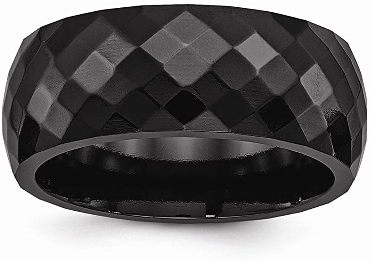 Solid Black Titanium Men's Faceted Wedding Ring, black titanium wedding rings, black titanium wedding bands, black wedding bands, black wedding rings
