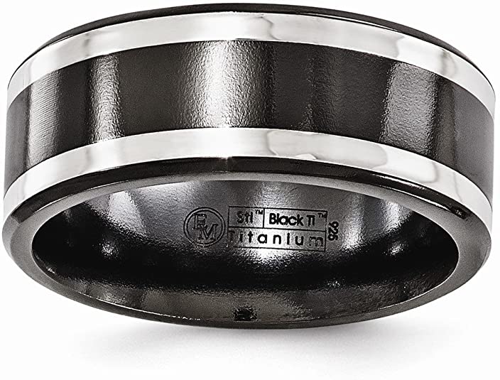 Black and Silver Titanium Wedding Band, black titanium wedding rings, black titanium wedding bands, black and silver wedding rings, black and silver wedding bands