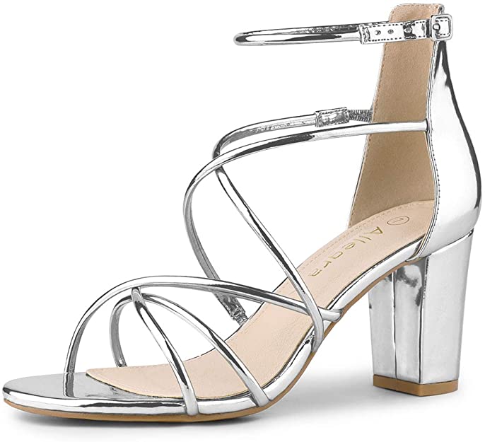 Strappy Crisscross Strap Block Heels Sandals