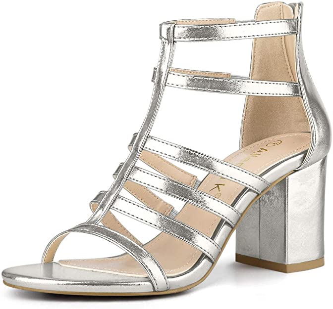 Allegra K Women's Strappy Chunky Gladiator Heel Sandals