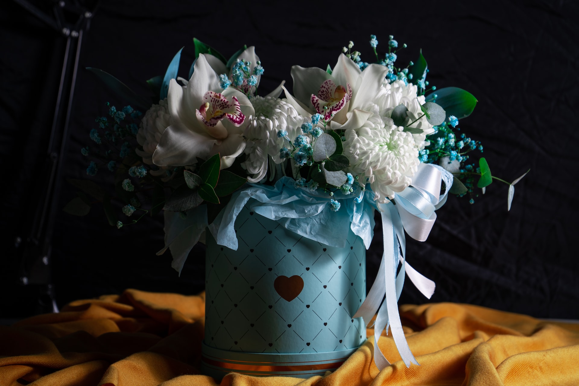 Blue and White Country Floral Wedding Centerpiece