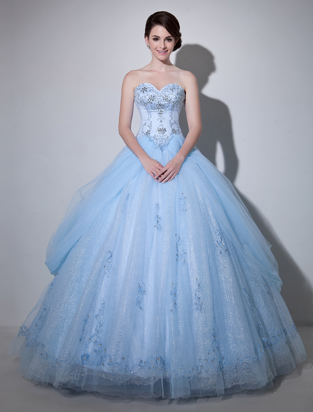 Blue Sweetheart Ball Wedding Gown For Spring
