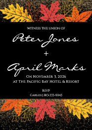 Bold Fall Leaves and Glitter Wedding Invitations