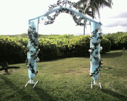 Green and White Floral Bridal Arch
