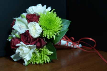 Beautiful Red, White and Green Wedding Bouquet