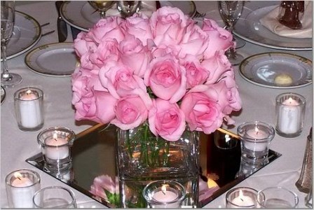 bridal shower centerpiece ideas, bridal shower centerpieces, floral bridal shower centerpieces, roses and mirrors bridal shower centerpieces