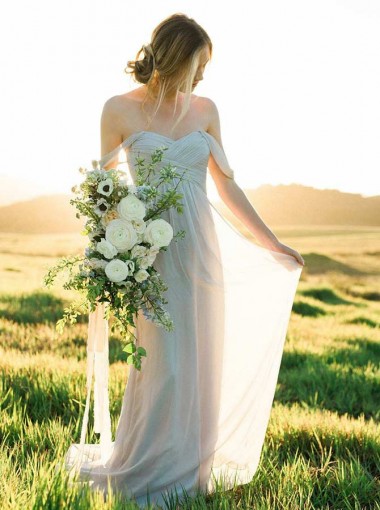 pretty bridesmaid dresses, romantic bridesmaid gowns, A-Line Off-the-Shoulder Cold Shoulder Sage Chiffon Bridesmaid Dress