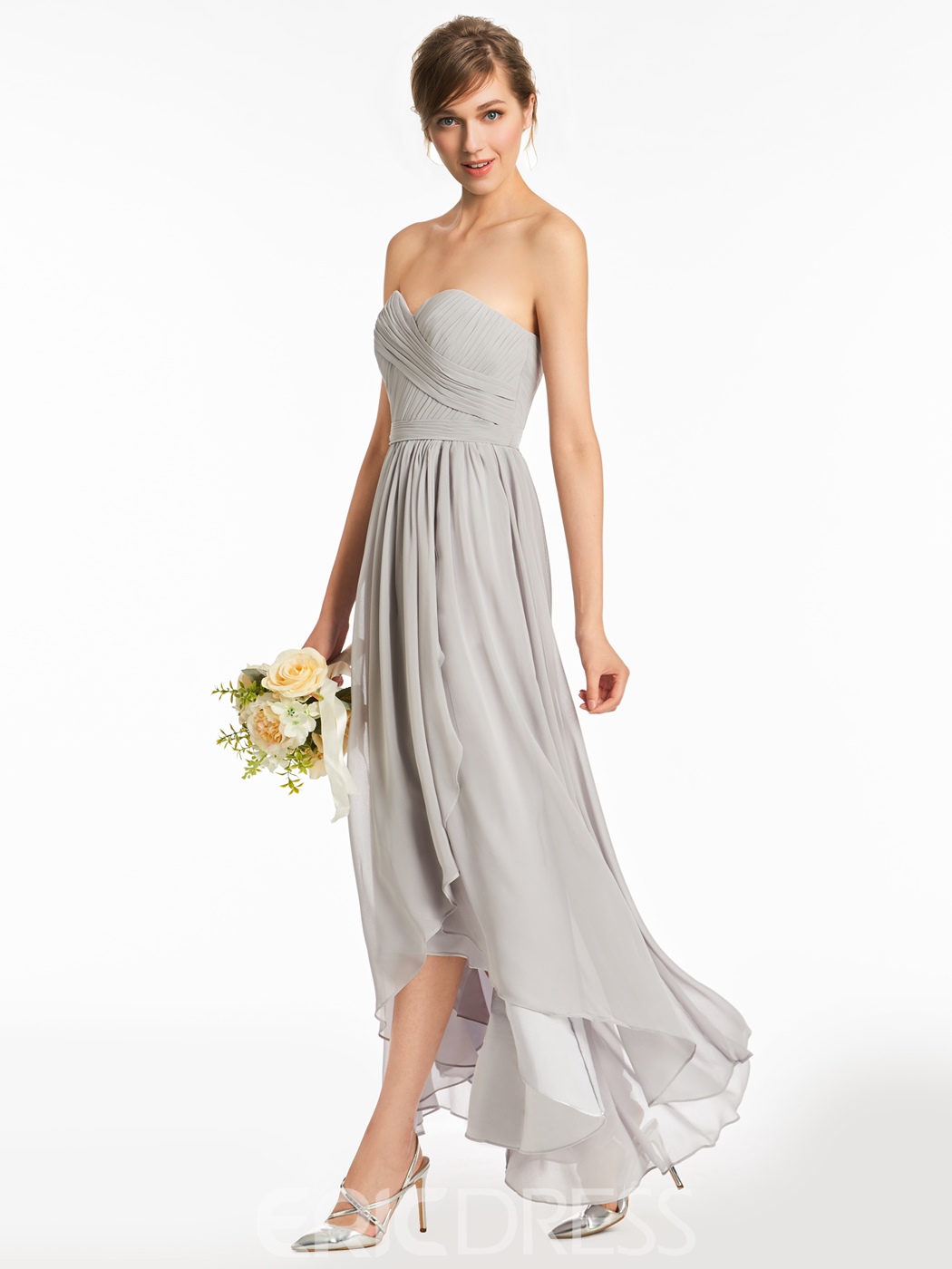 Sweetheart A Line High Low Bridesmaid Dress