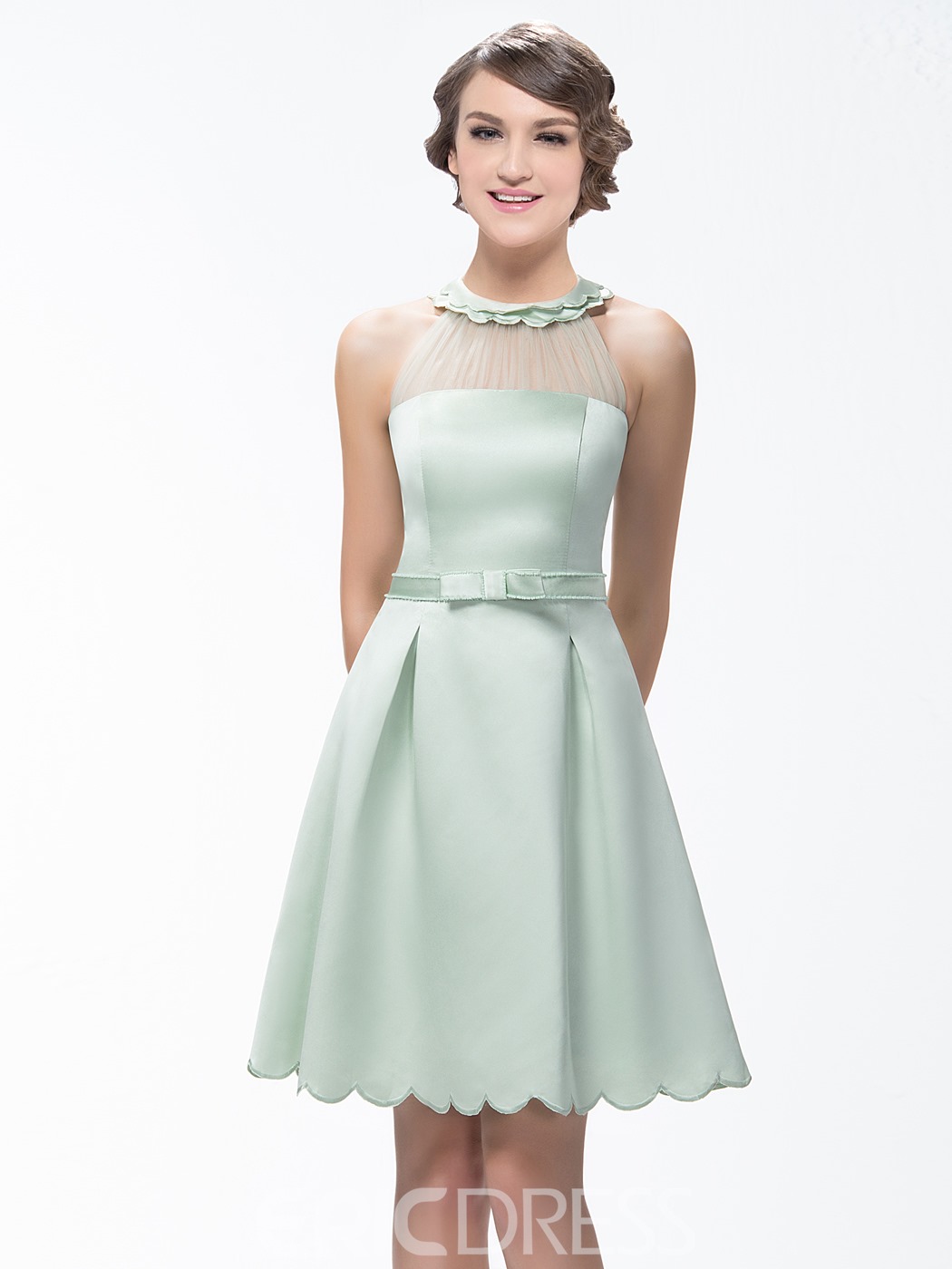 Stunning A-Line Short/Mini Zipper-Up Scoop Neck Bridesmaid Dress