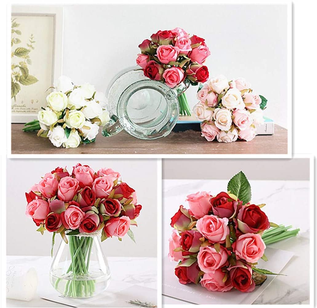 Dozen Red and Pink Artificial Roses For Wedding Arrangements and Bouquets