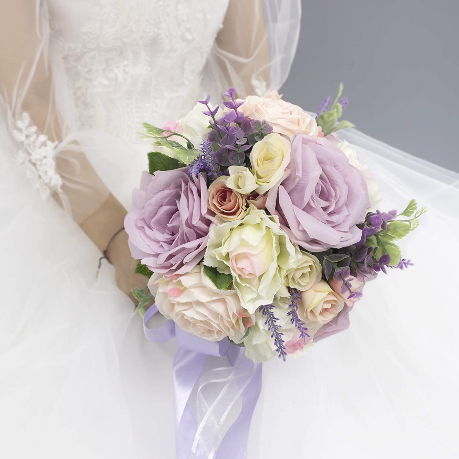 Lavender and yellow Artificial Bridal Bouquet