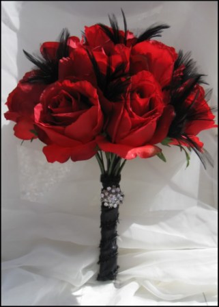 Red and Black Wedding Bouquet