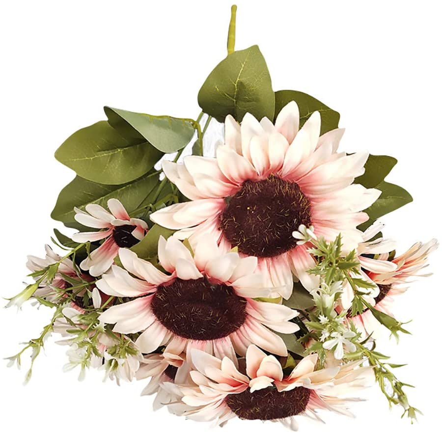 Silk Fake Red and Pink Sunflowers