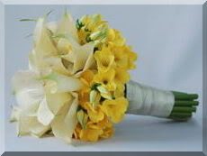 Yellow and White Silk Bridal Bouquet
