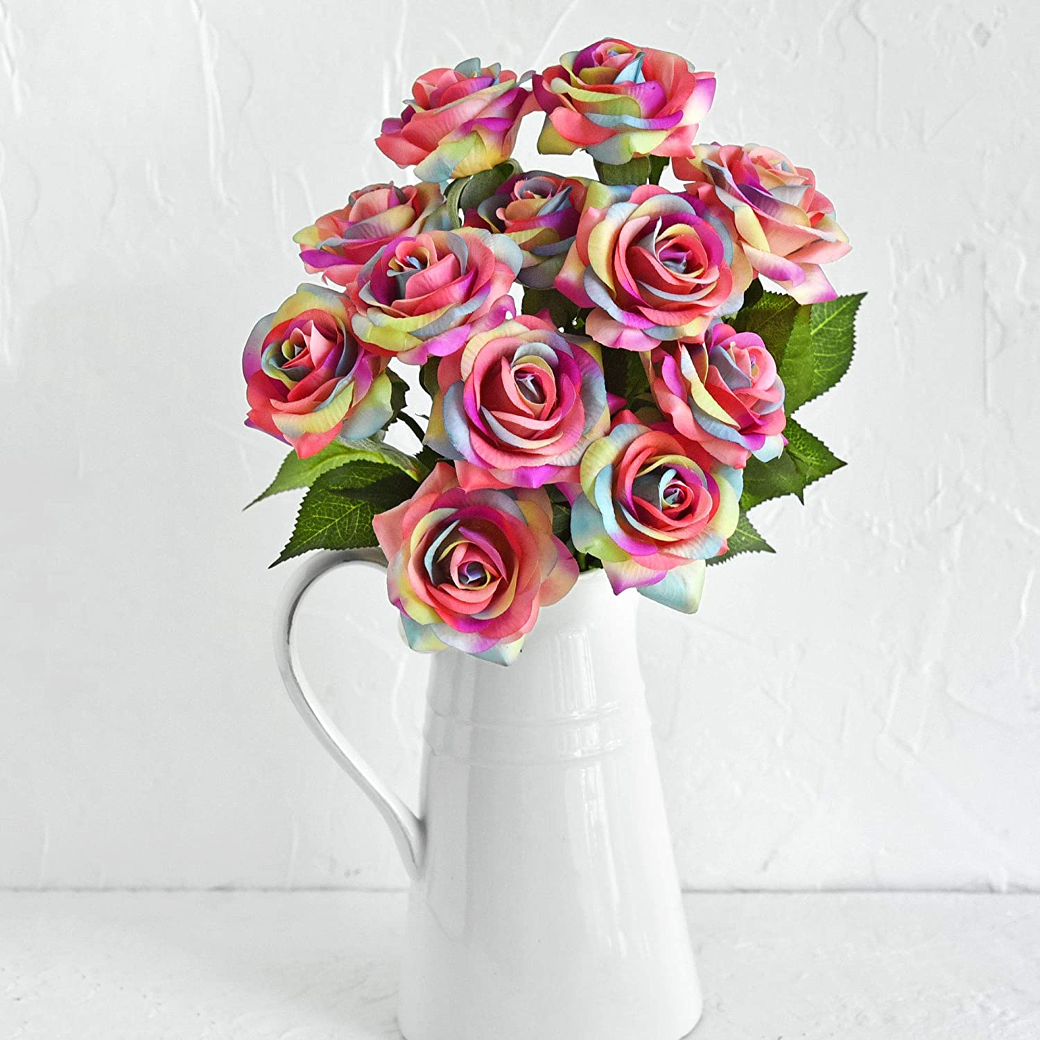 Silk Rainbow Roses For Wedding Centerpieces and Bouquets