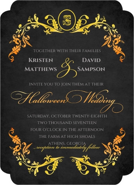 budget wedding invitations, watercolor Halloween wedding invitations, black wedding invitations, striking wedding invitations