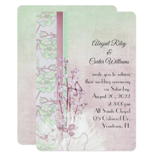 butterfly wedding invitations, butterfly wedding stationery, lily of the valley and butterfly with pearls invitation