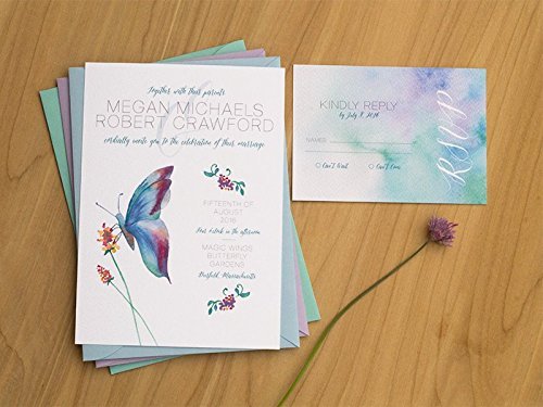 butterfly wedding invitations, butterfly Watercolor Wedding Invitation