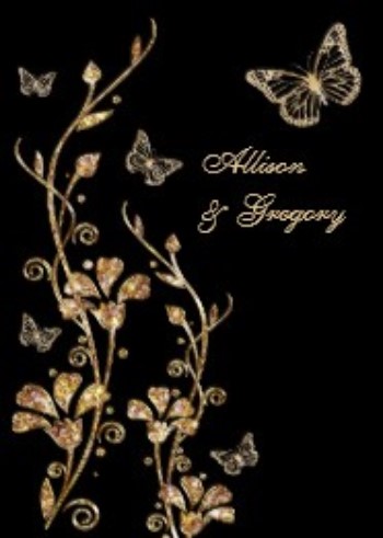 butterfly wedding invitations, Black Gold Floral Butterflies Wedding Invitation