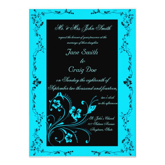 butterfly wedding invitations, Turquoise Swirls Wedding Invitations