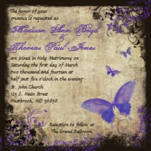 butterfly wedding invitations, vintage butterfly wedding invitations