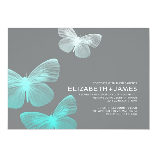 butterfly wedding invitations, modern wedding invitations, ombre blue and gray wedding invitations, Modern Butterfly Wedding Invitations