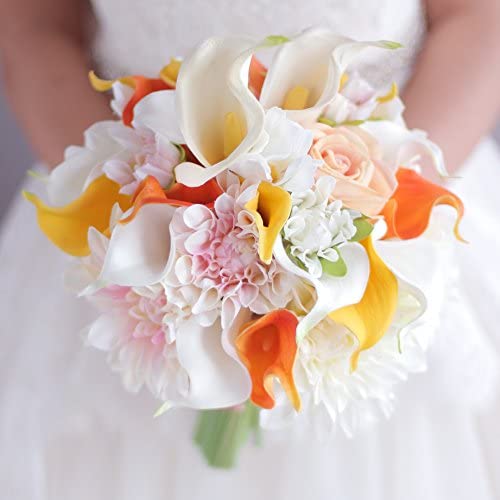 Yellow Orange Calla Lily Handmade Bouquet