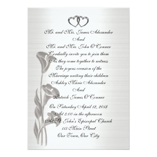calla lily wedding invitations, white calla lily wedding invitations, classic wedding invitations