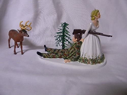 Bride and Groom Camo Wedding Cake Topper
