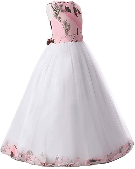Pink Camo Ball Flower Girl Dress