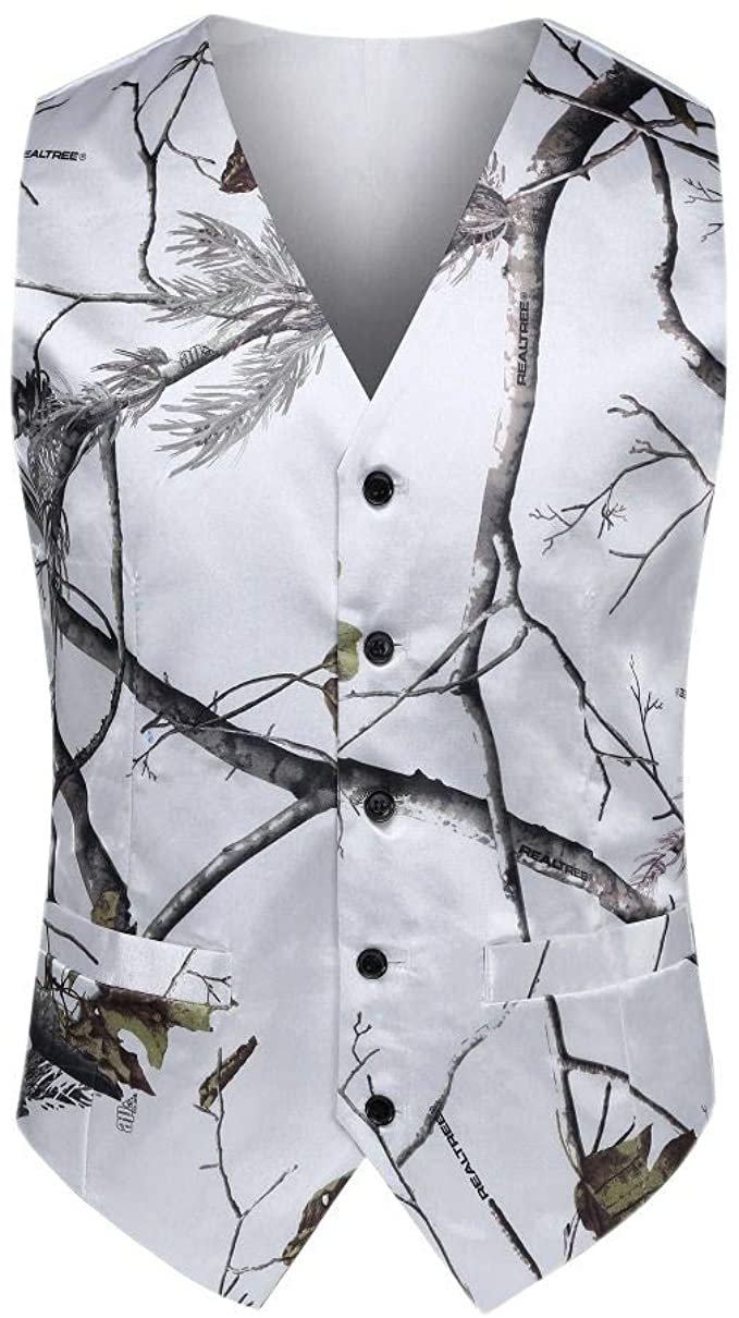New V Neck Camo Mens Wedding Vests