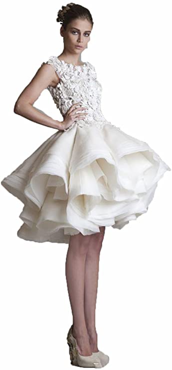 Women's Short Lace Wedding Dresses Cap Sleeve Backless