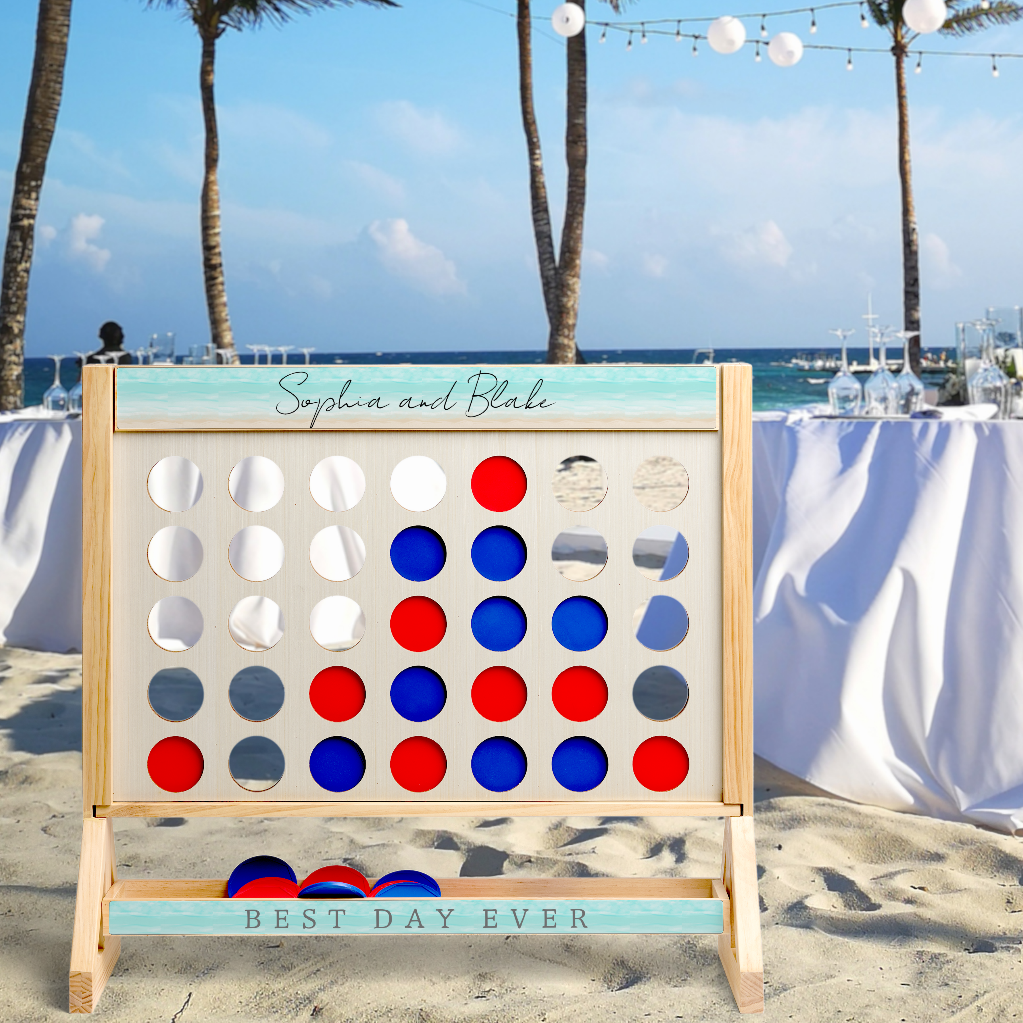 Modern Abstract Beach Connect Four, Casual Wedding Ideas