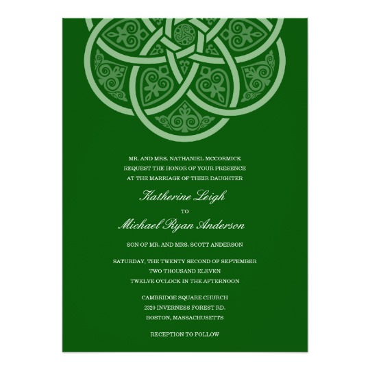 Celtic Wedding Invitations, Dark Green Celtic Knot Wedding Invitations