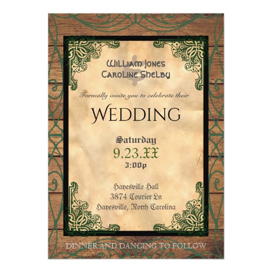 celtic wedding invitations, Rustic Celtic Claddagh Wedding Invitation