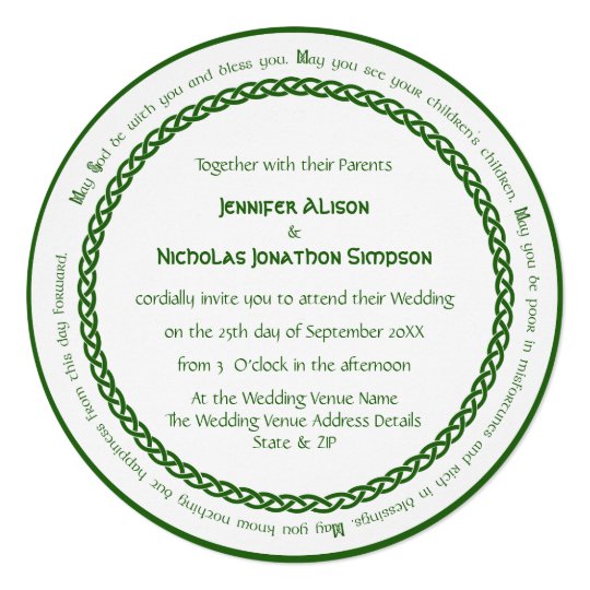 Celtic Wedding Invitations, Celtic Wedding Stationery, Celtic Knot Circle and Irish Wedding Blessing Invitation