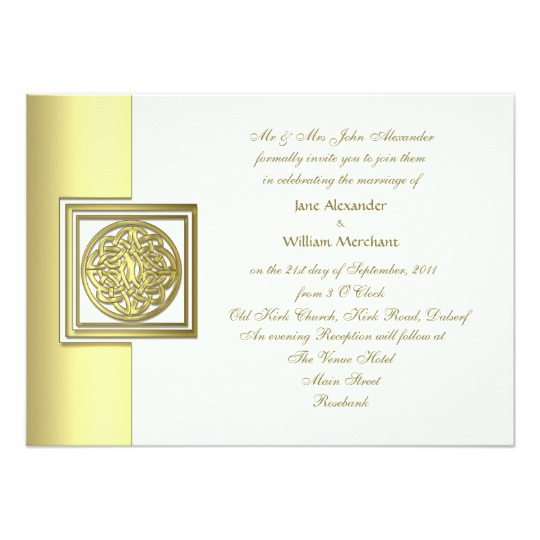 Celtic Wedding Invitations, Stylish Wedding Invitation Gold Effect Celtic Knot